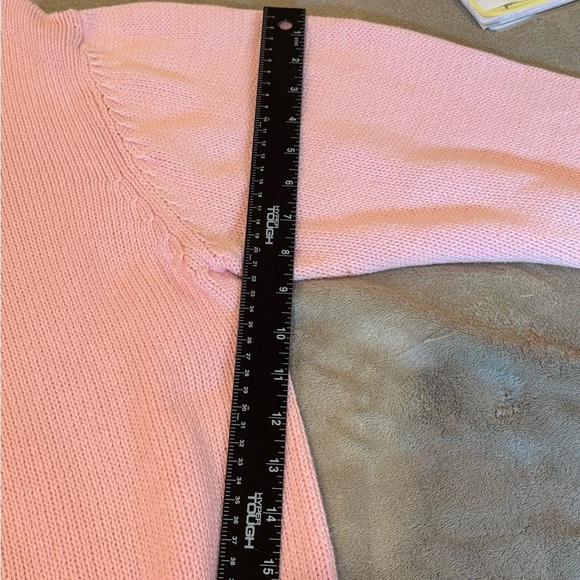 Eddie Bauer Pink Cotton Crewneck sweater full slight bishop sleeves size large - Picture 10 of 10